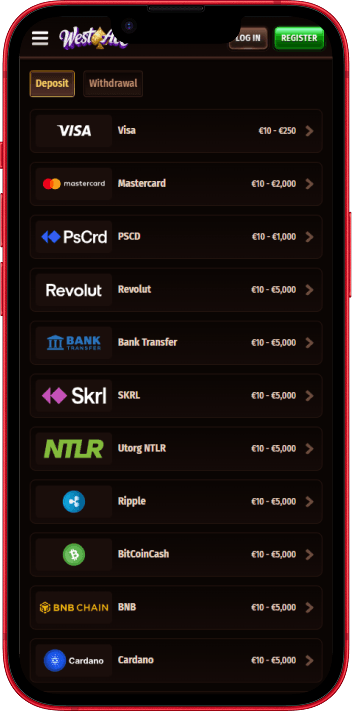 WestAce cashier showing payment methods